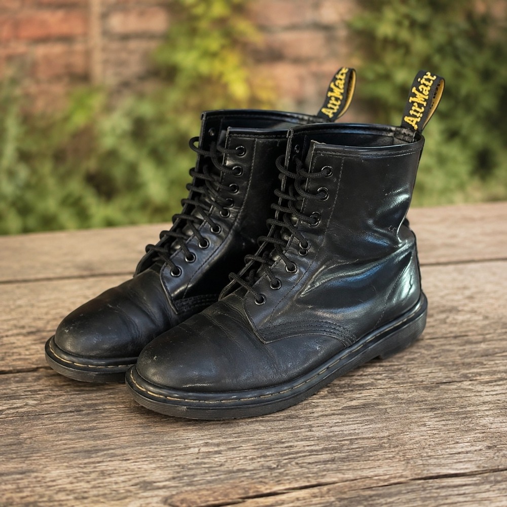 Dr. Martens Black Leather 8 Eye Lace Up Combat Boots Vintage Size Unknown
